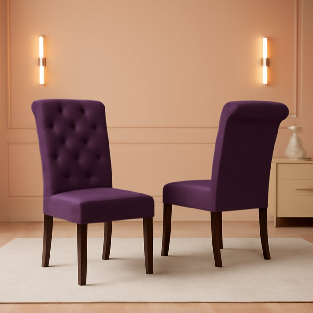 Purple Tufted Dining Chairs Set Of 2 For Dining Room