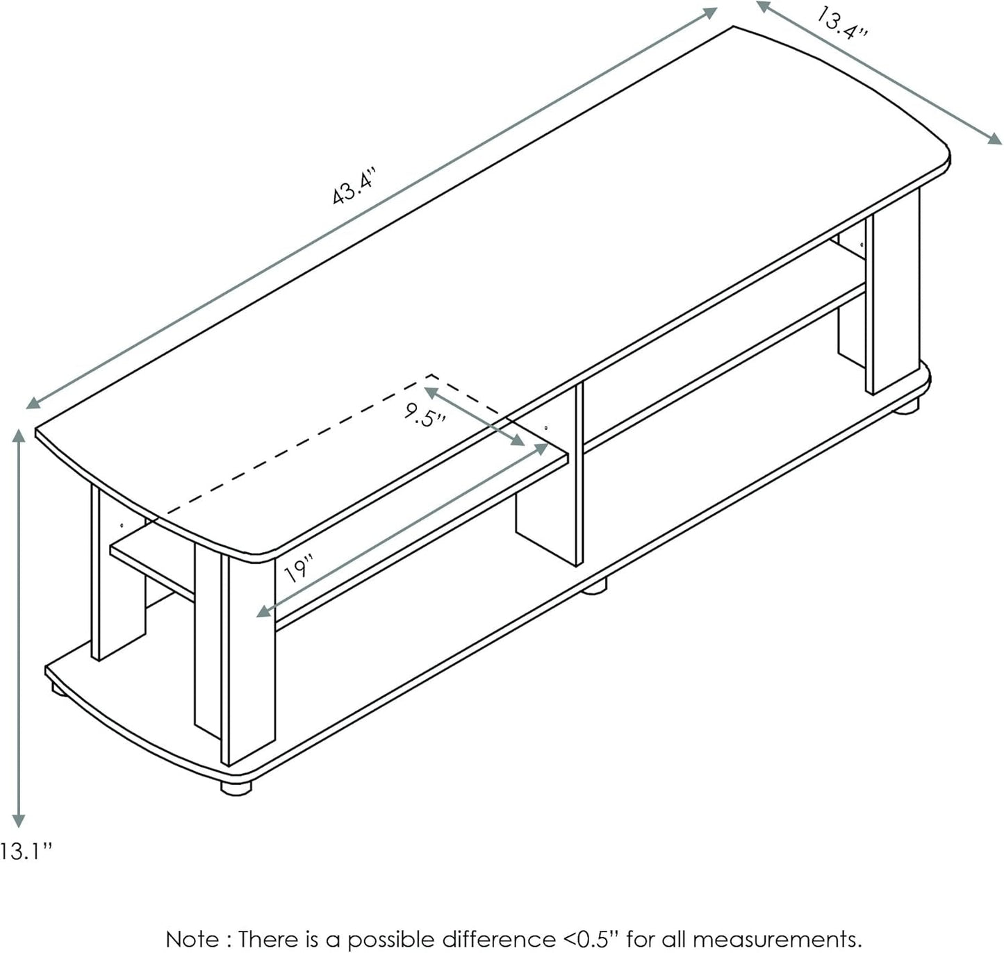 Nelly Dark Walnut Entertainment Center TV Stand 43.3W x 13.4H