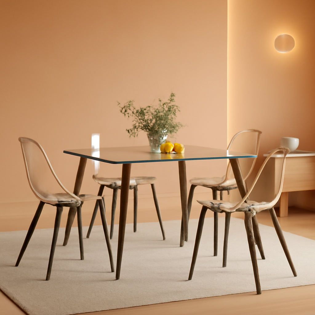 Clear Acrylic Dining Chairs Set of 4 With Black Legs
