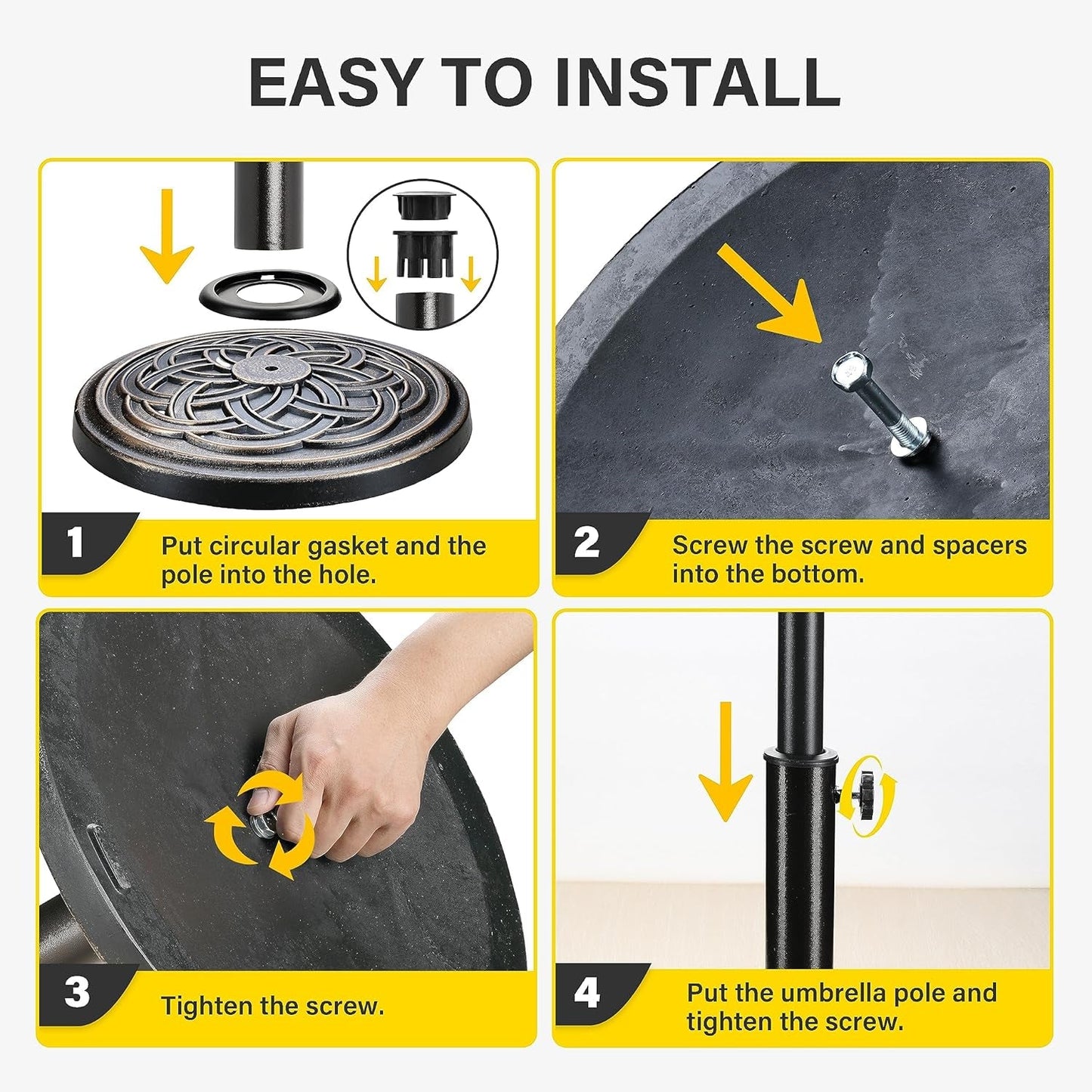 Heavy Duty 24 Pound Bronze Umbrella Base Patio Garden Stand For Outdoor Market Umbrellas