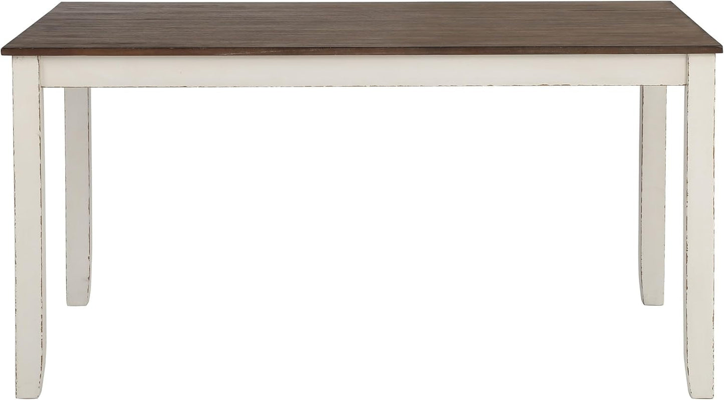 Seven Piece Rectangular Dining Table Set Two Tone Finish