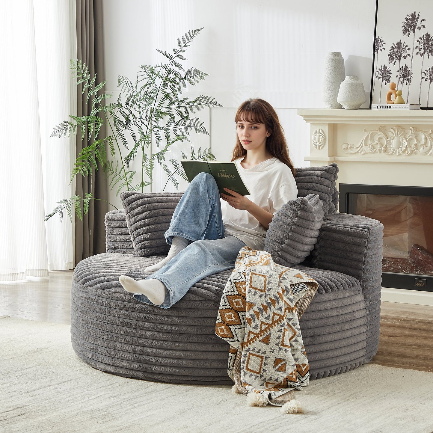 55'L Corduroy Sponge Single Sofa
