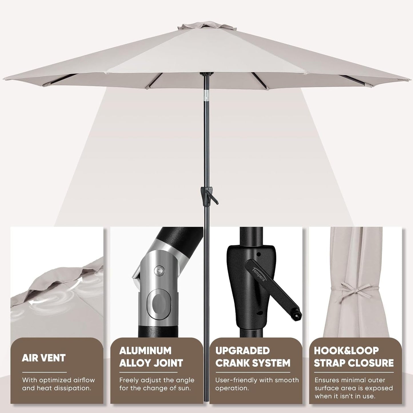 Large Patio Market Outdoor Umbrella With Push Button Tilt