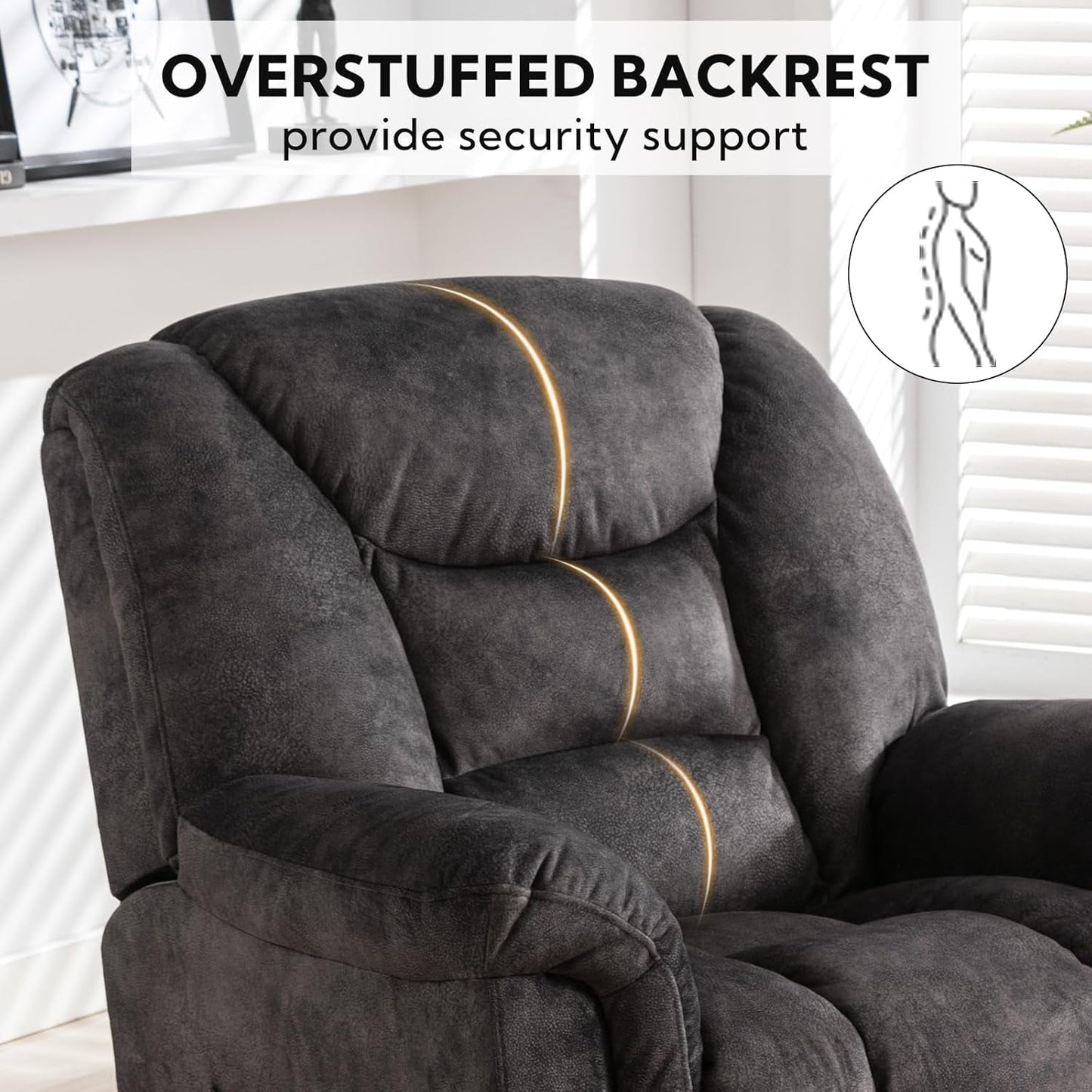Oversized Swivel Recliner With Extra Wide Seat For Big And Tall