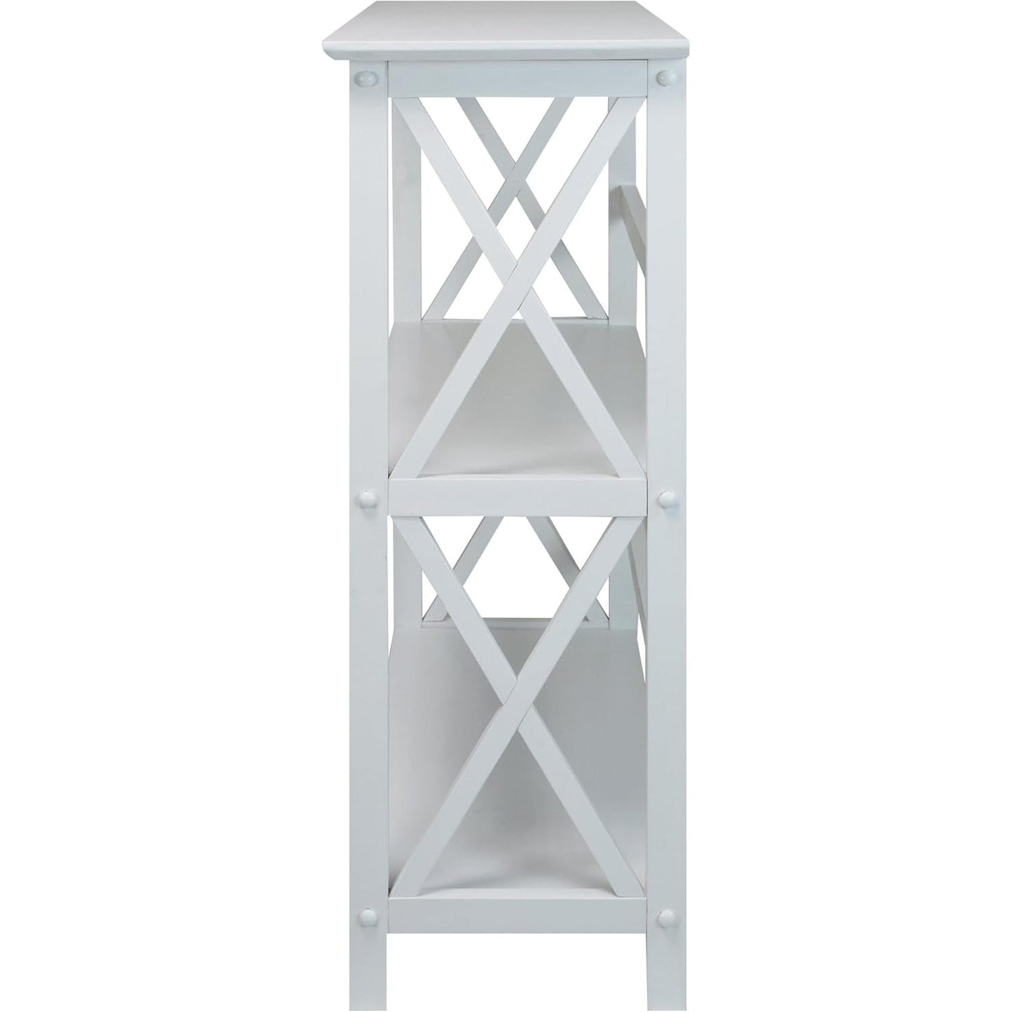 Montego 3 Shelf Bookcase White Modern X Design Storage
