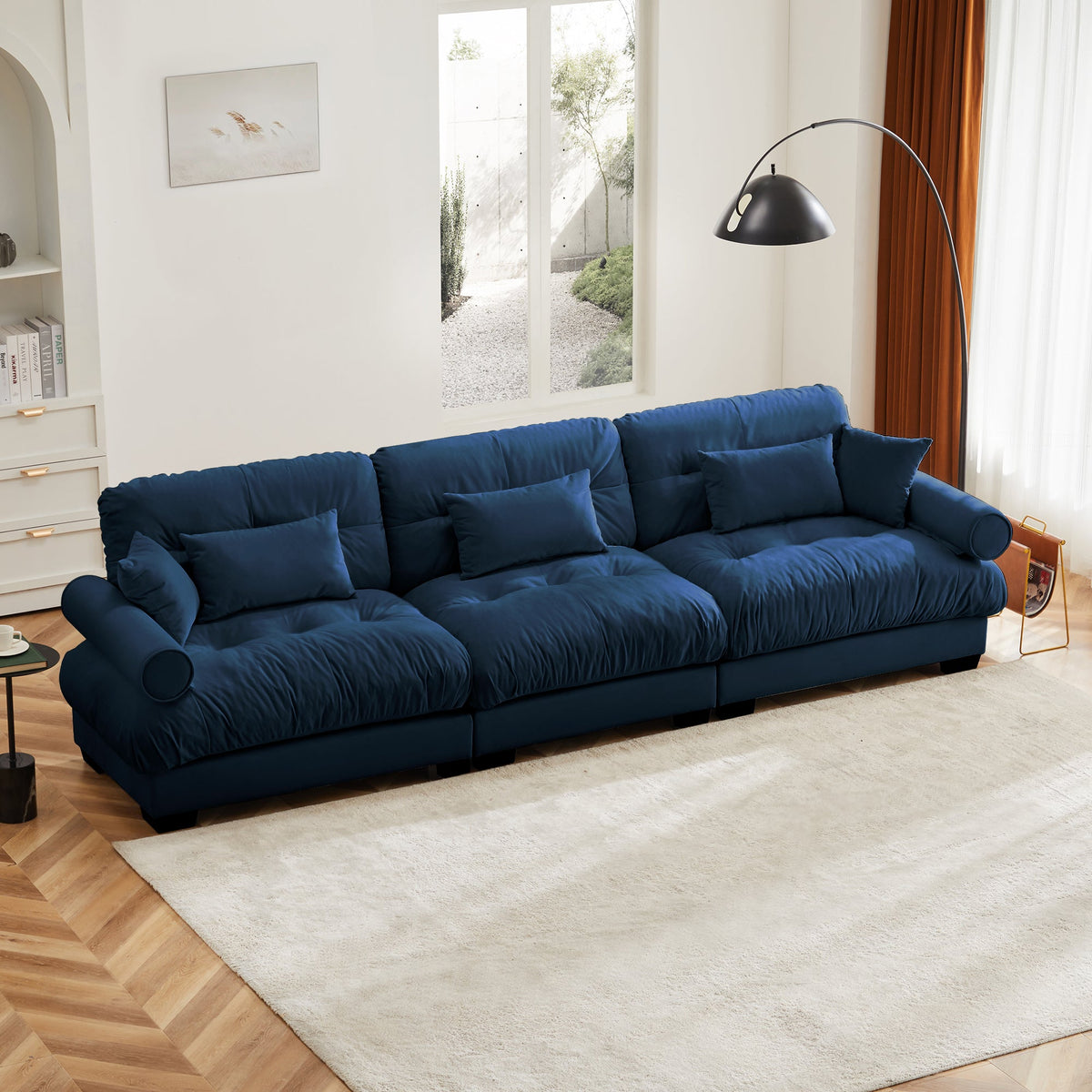 Extra Large 3 Seat Modern Velvet Sofa