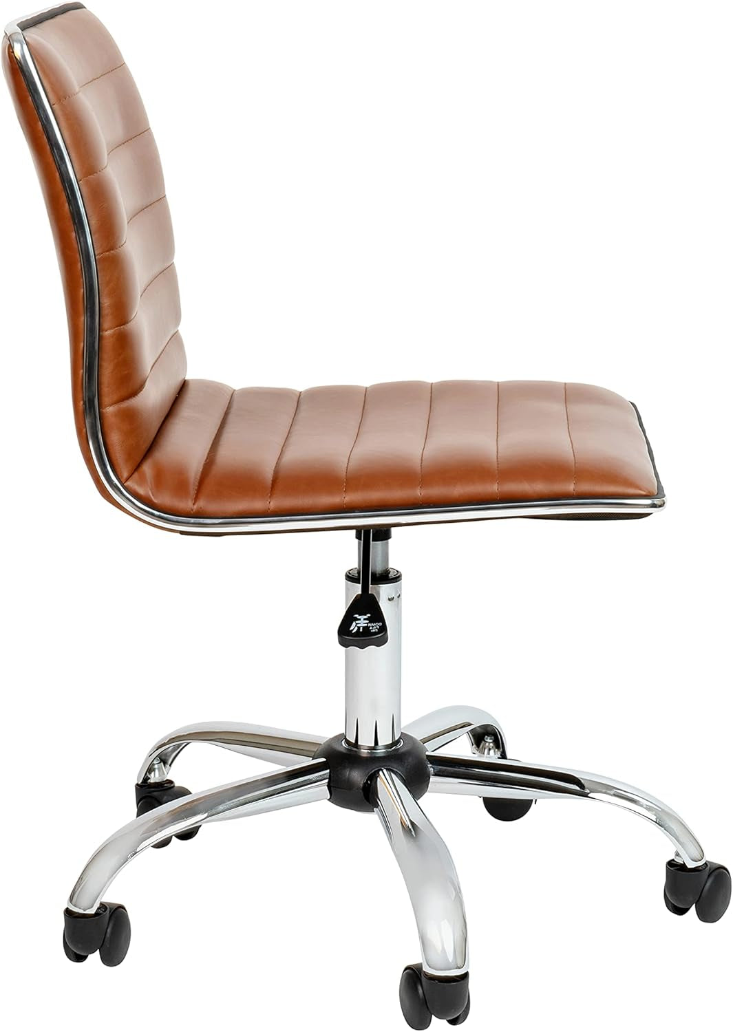 Brown Vinyl Office Task Chair With Chrome Frame Modern