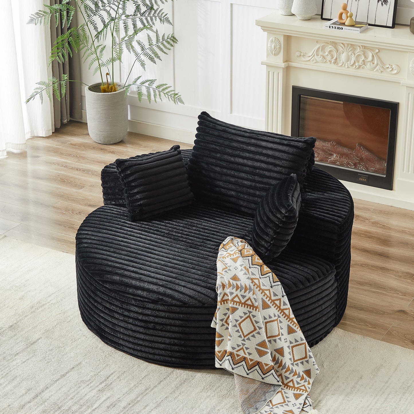 Fluffy Modern Corduroy Sponge Sofa - No Assembly Required
