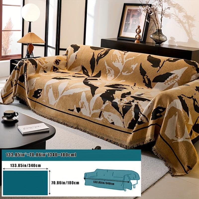 Premium Chenille Fabric Dark Green Couch Cover - All-Season Protector