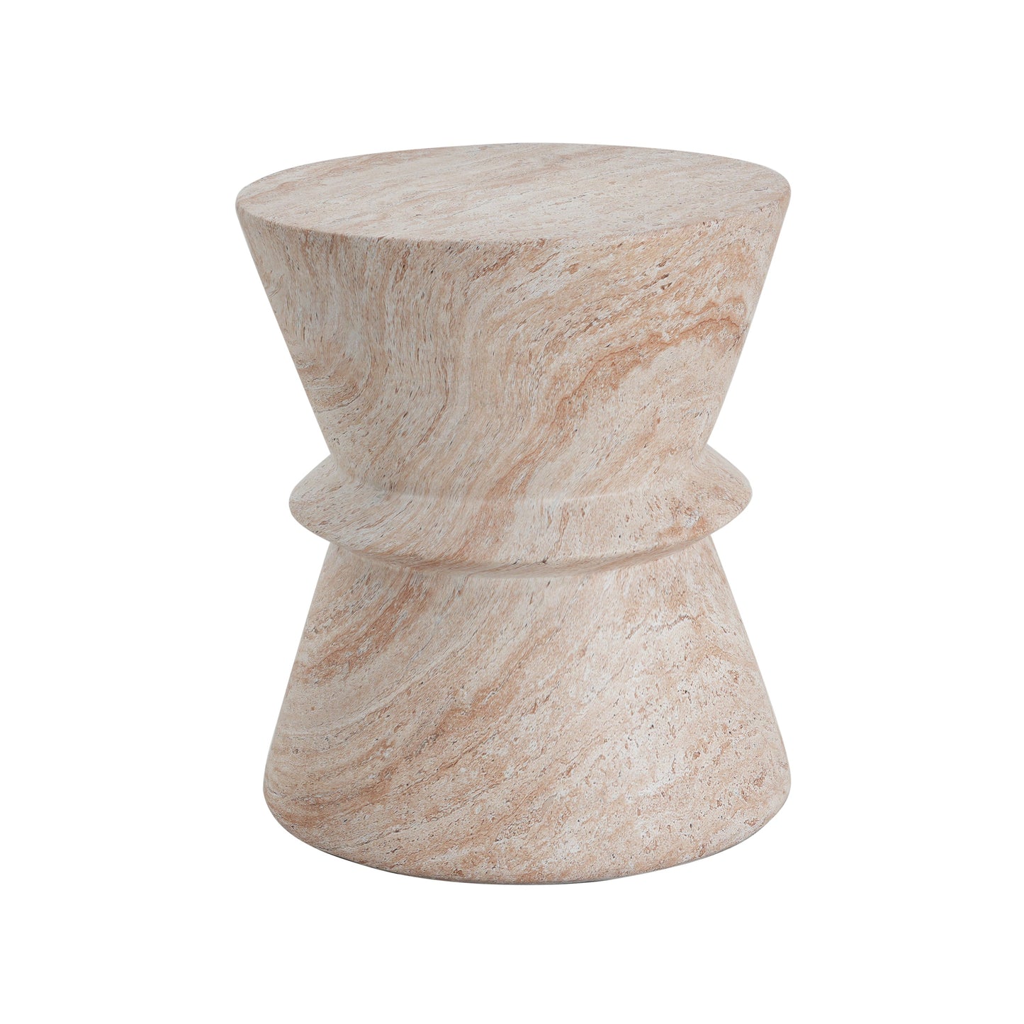 Outdoor Indoor Lightweight Concrete Side Table, Travertine Finish