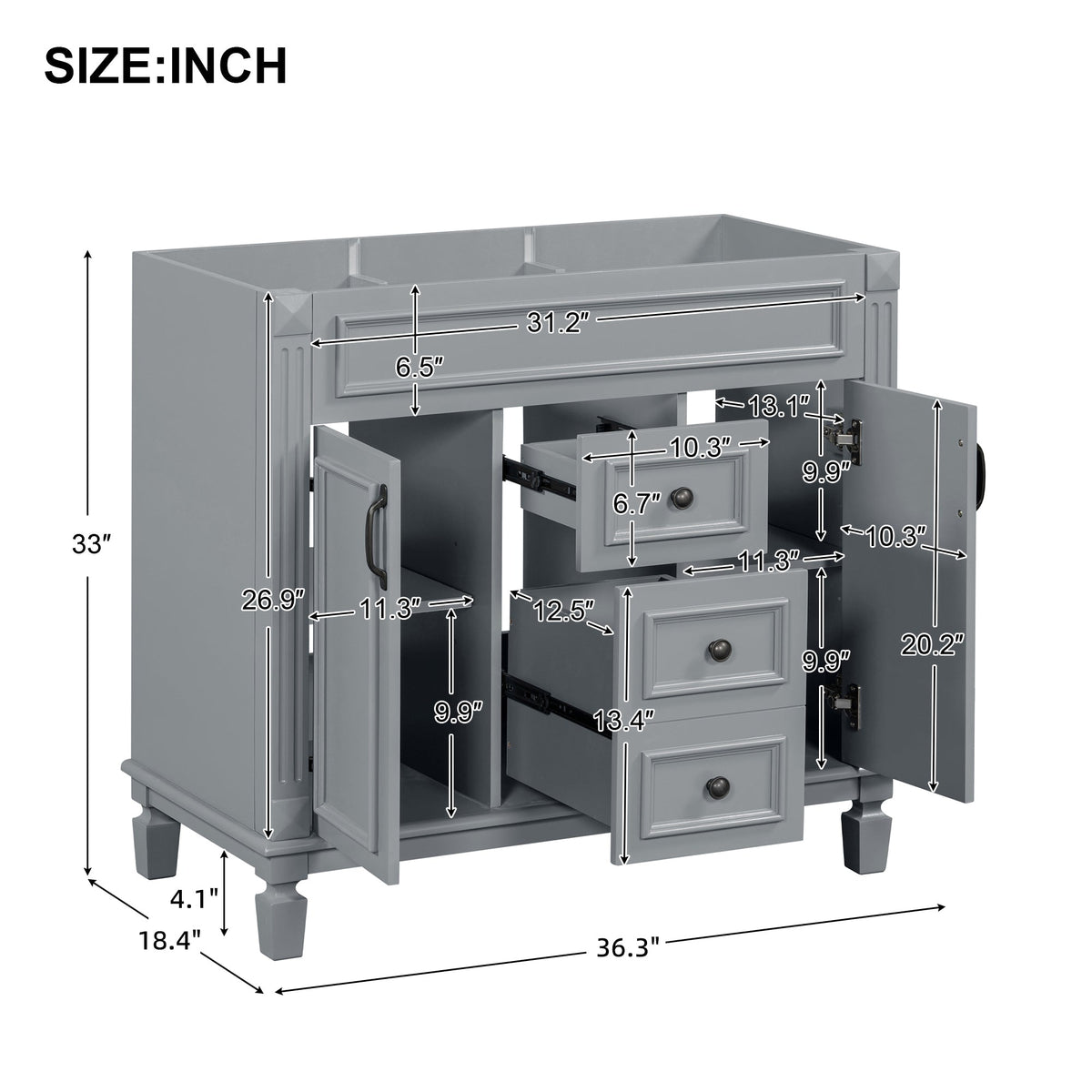 36'' Bathroom Vanity without Top Sink