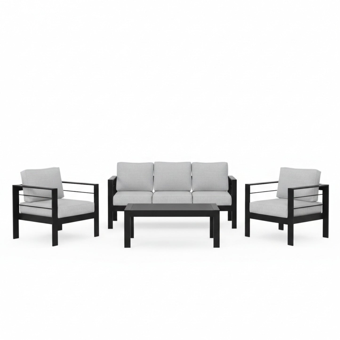 4-Piece Modern Aluminum Patio Conversation Set