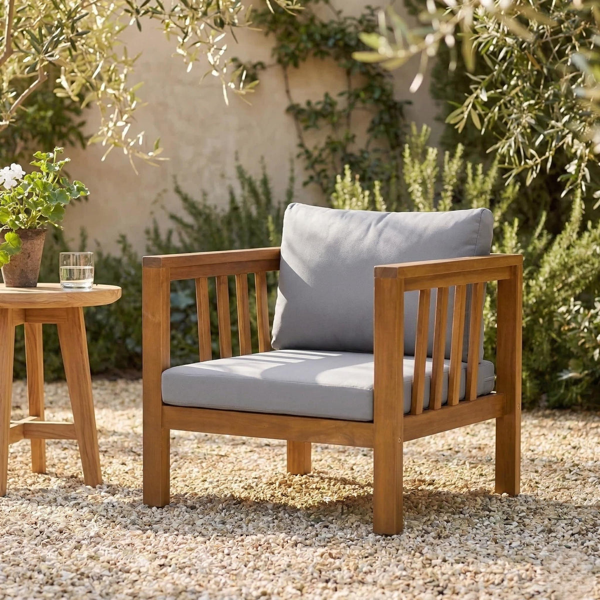 Outdoor Acacia Wood Club Chair