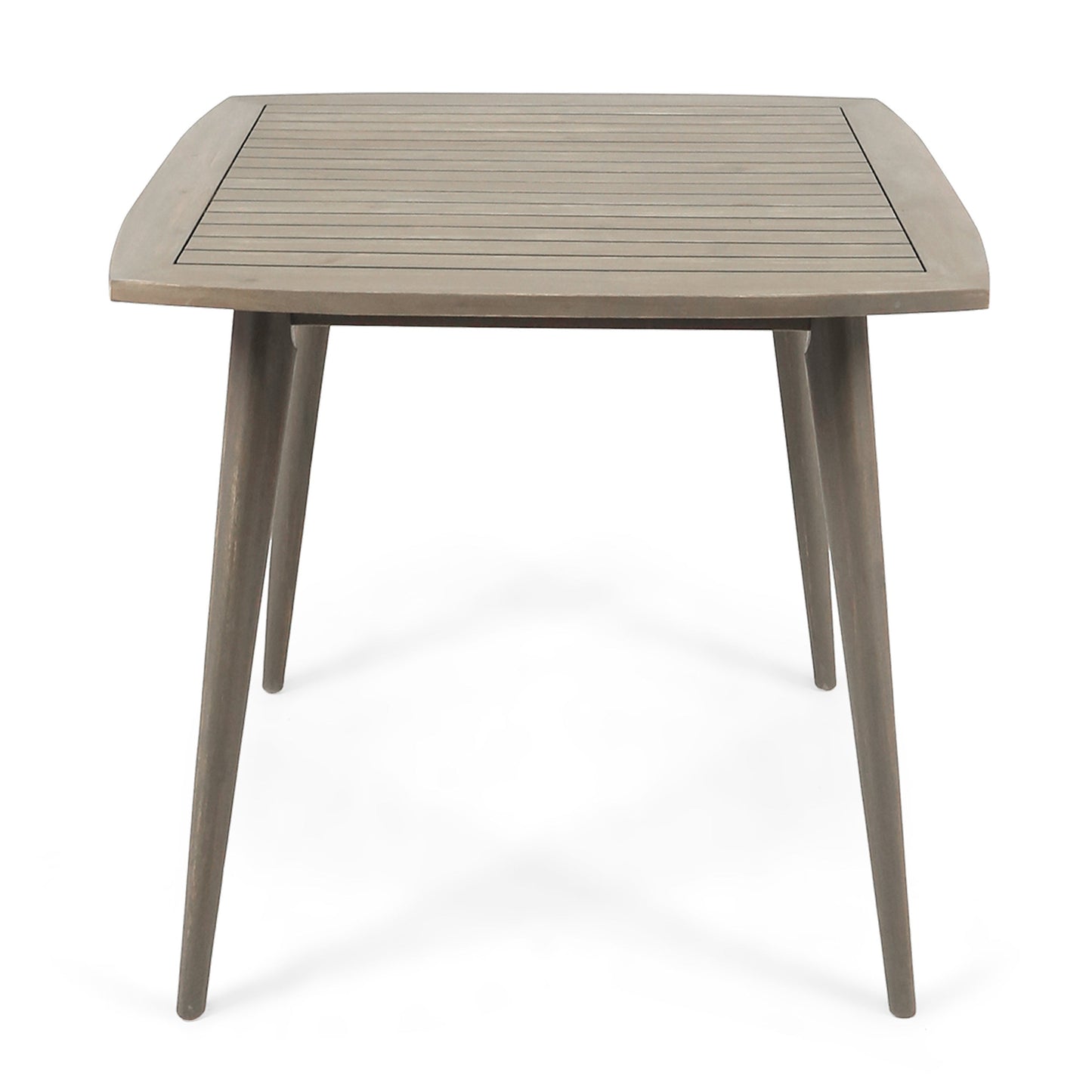 Modern Outdoor Square Acacia Wood Table with Straight Legs, Gray Finish, 35.5 x 35.5 x 30 Inches