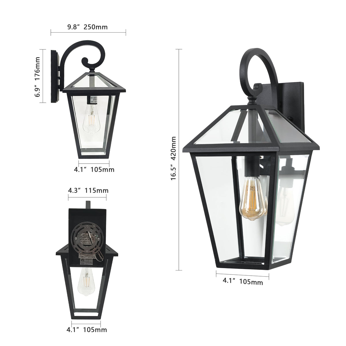10" 2pcs Outdoor Wall Lanterns