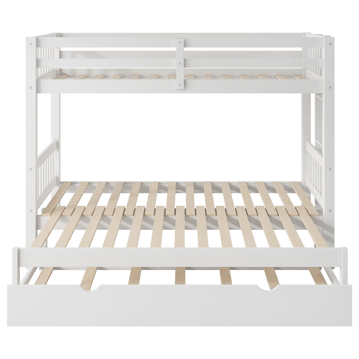 Twin Over Pull-Out Bunk Bed with Trundle, White