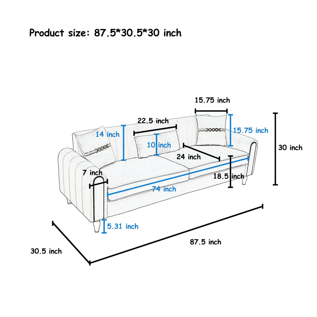 FX-P11-CW 3-Seater Sofa