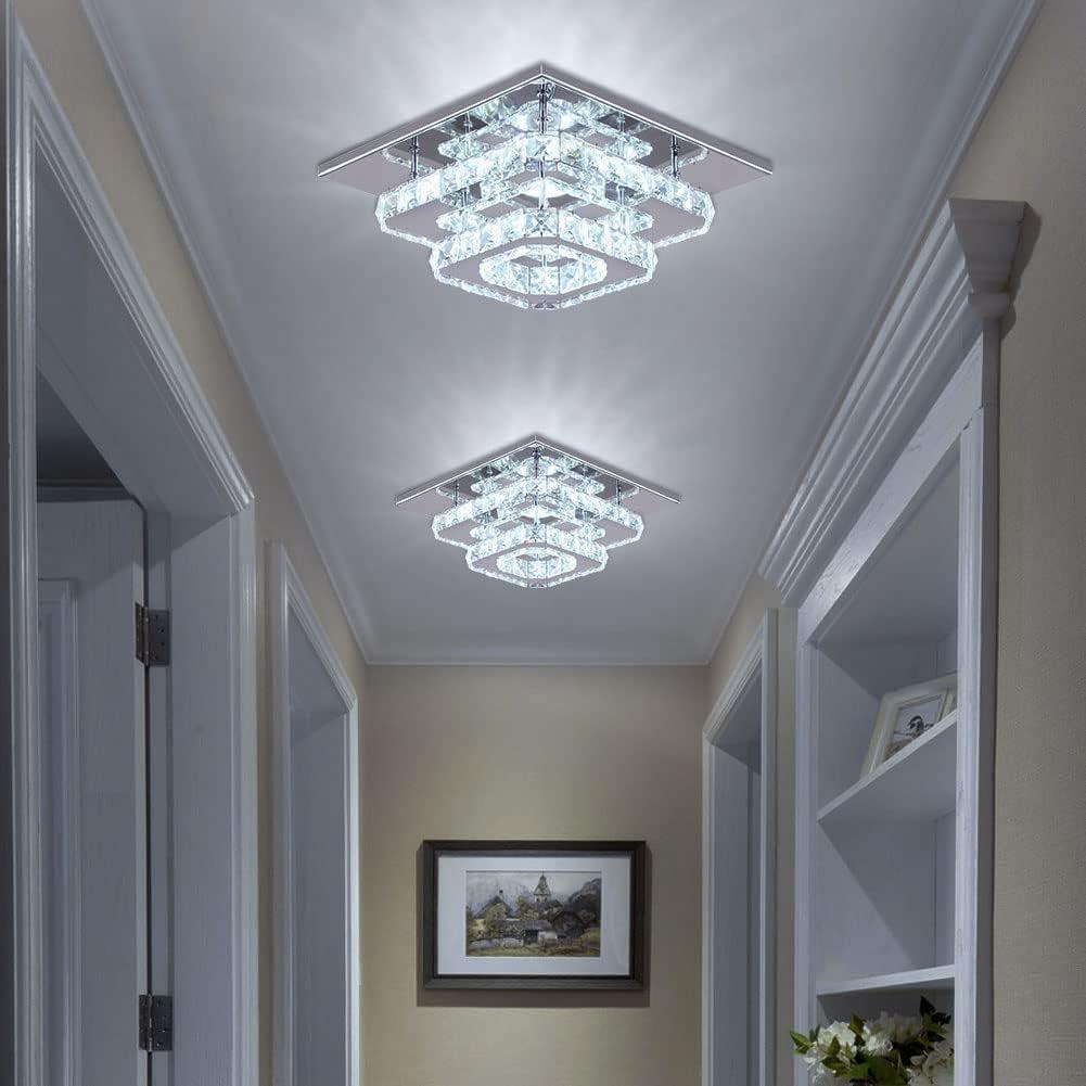 Crystal Square LED Ceiling Light Two Layer Flush Mount