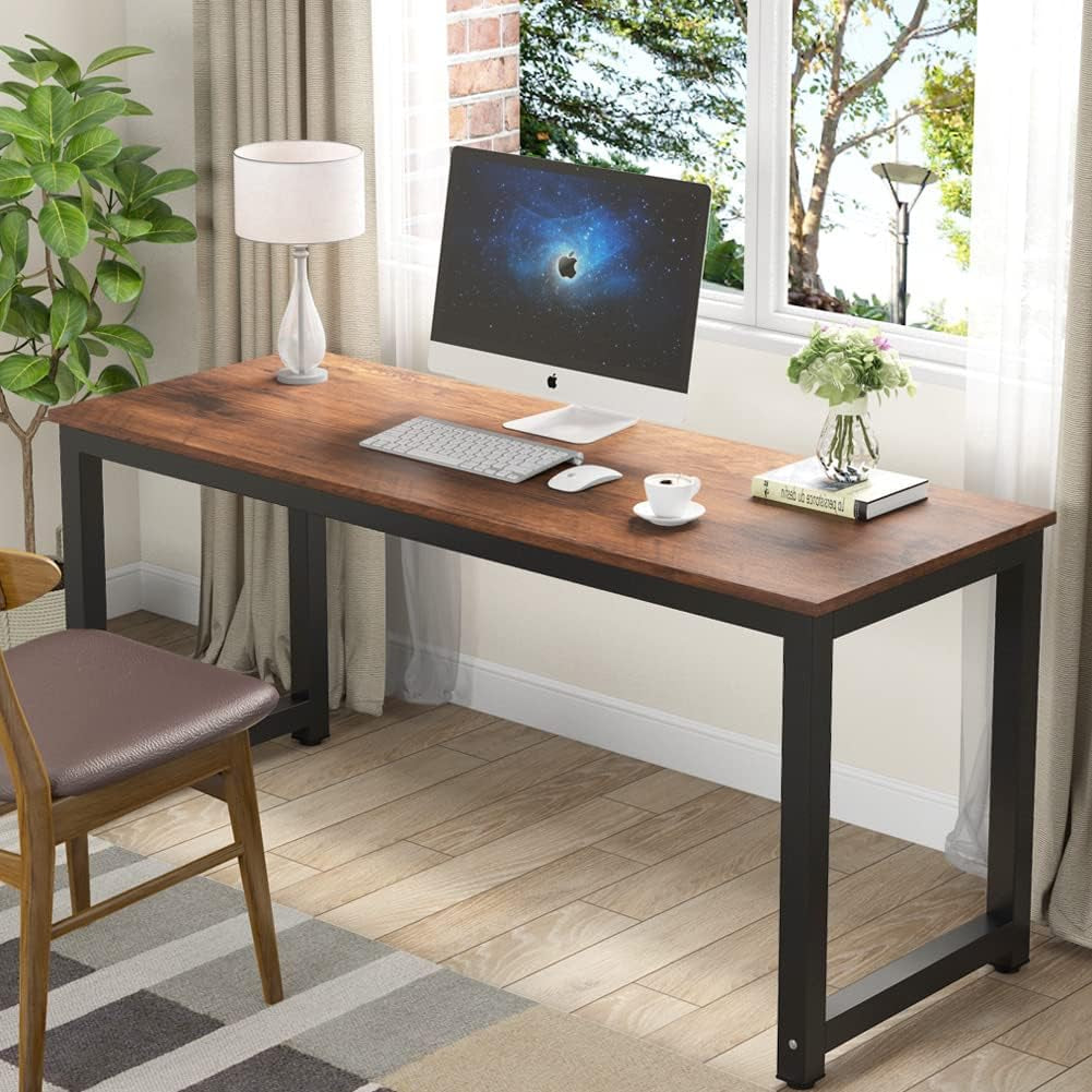 63 Inch Rustic Brown Computer Desk For Home Office