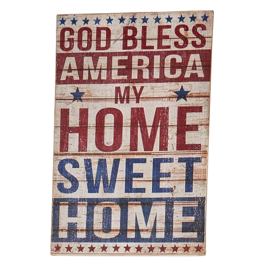 God Bless America Distressed Wooden Sign