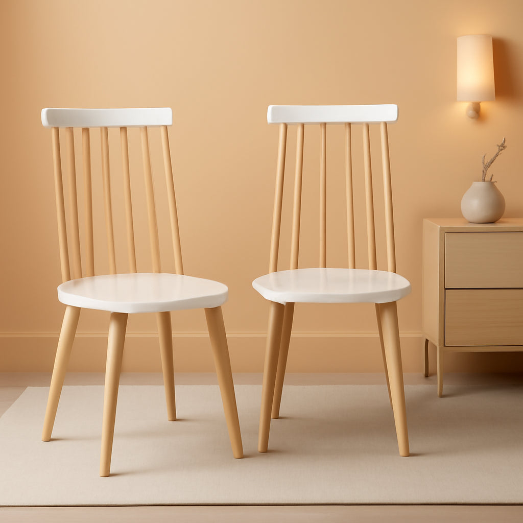 Burris Farmhouse Spindle Side Chair Natural White Set Of 2