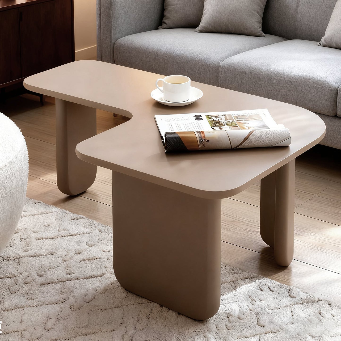 35.43" L-Shape Modern Coffee Table Upgraded