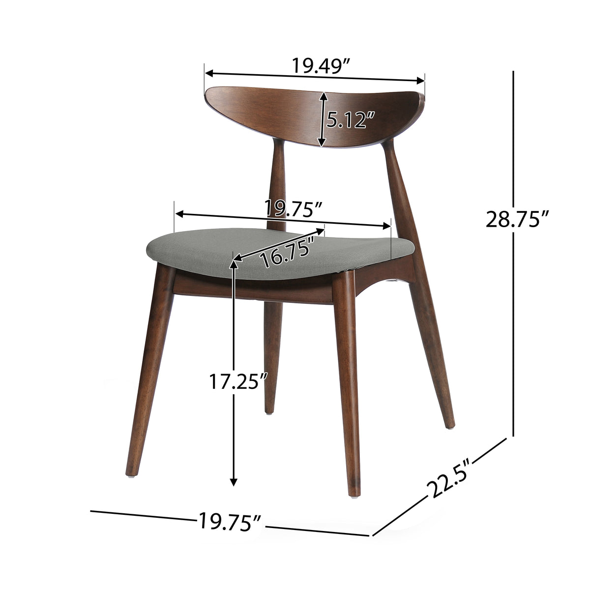 Set of 2 Retro Rubberwood Chairs with Ergonomic Back & Plush Cushions