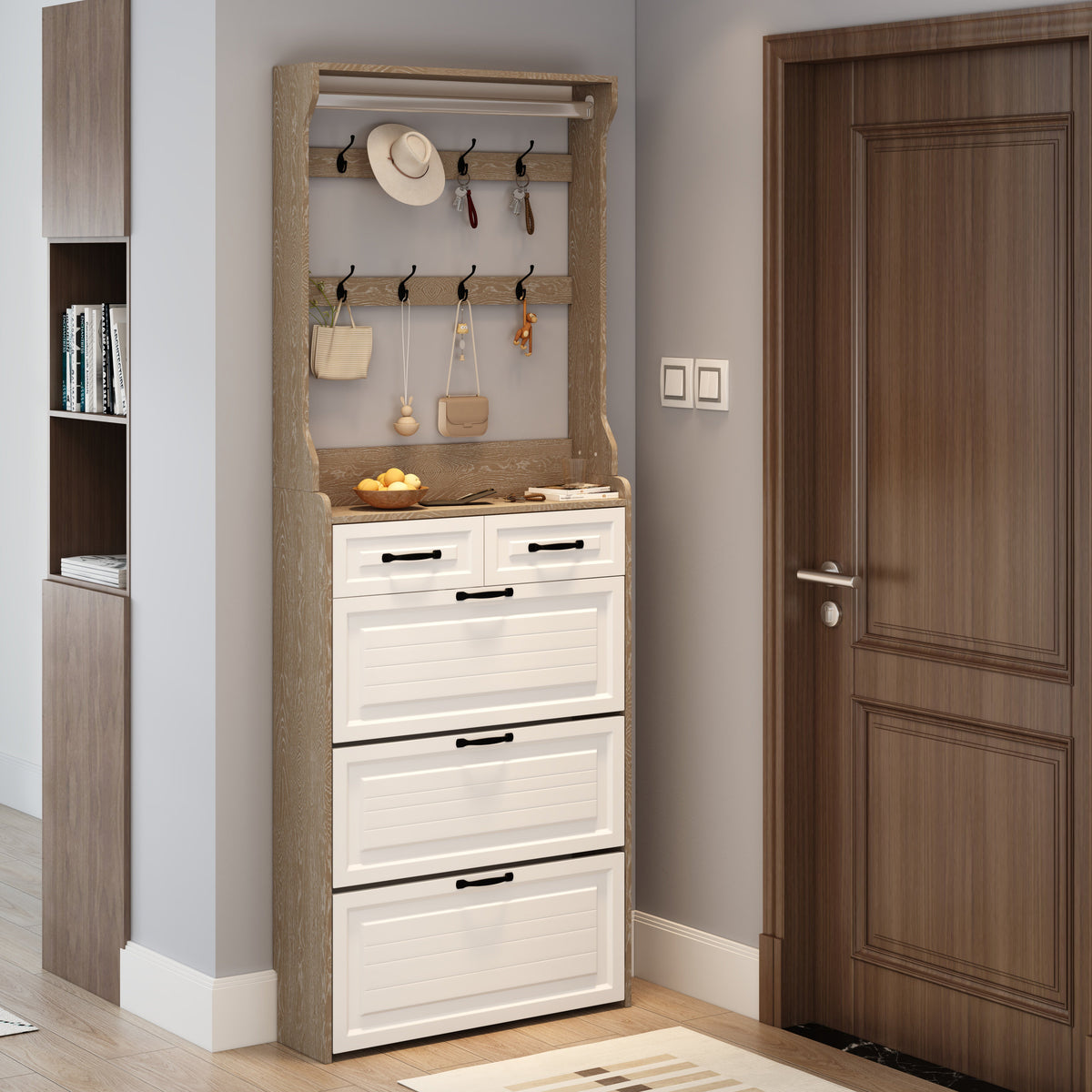 Premium MDF Shoe Cabinet with Storage Drawers