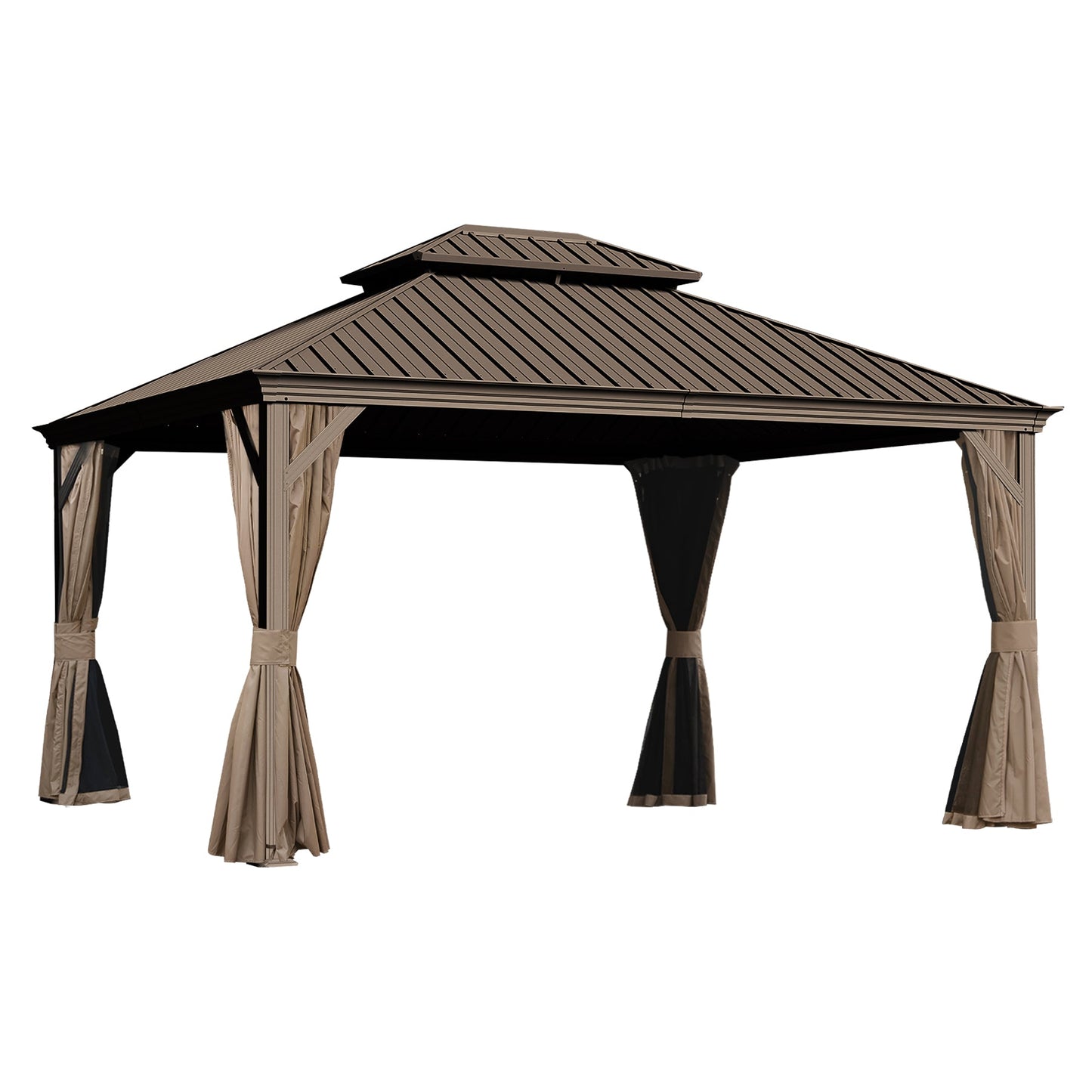 11x13FT Outdoor Gazebo with Galvanized Steel Double Roof