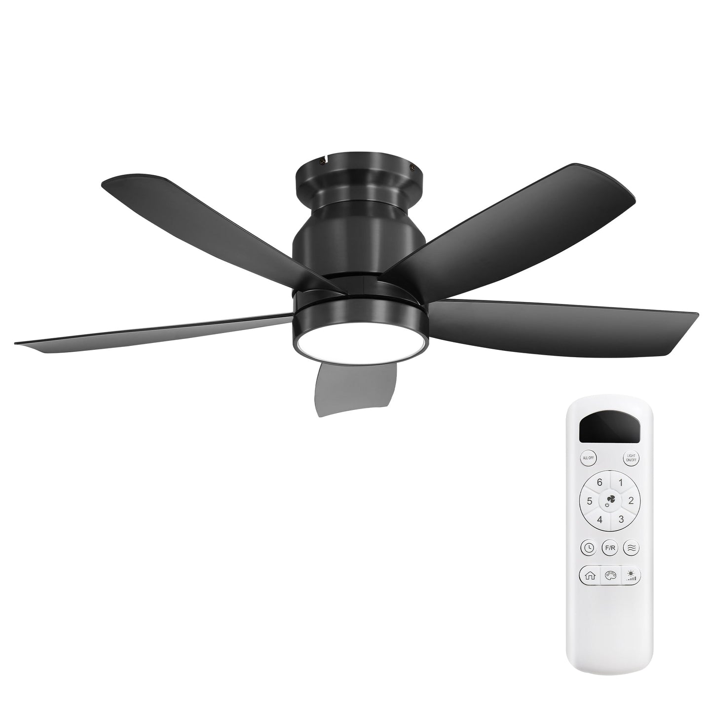 42 Inch Flush Mount Ceiling Fan with LED Light 22W and Remote Control