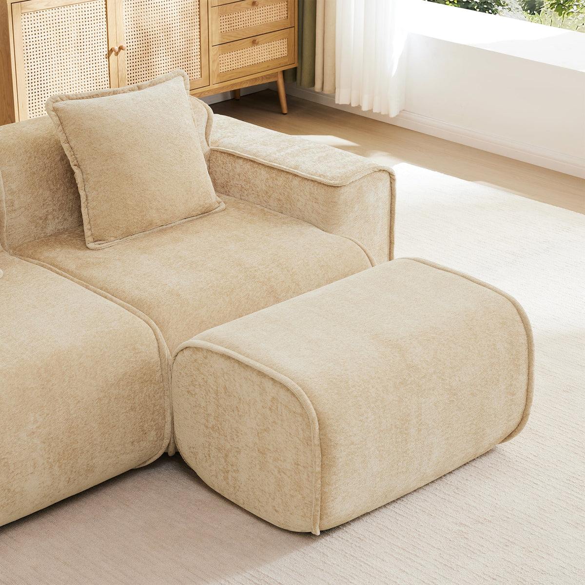 Ottoman Velvet Light Camel