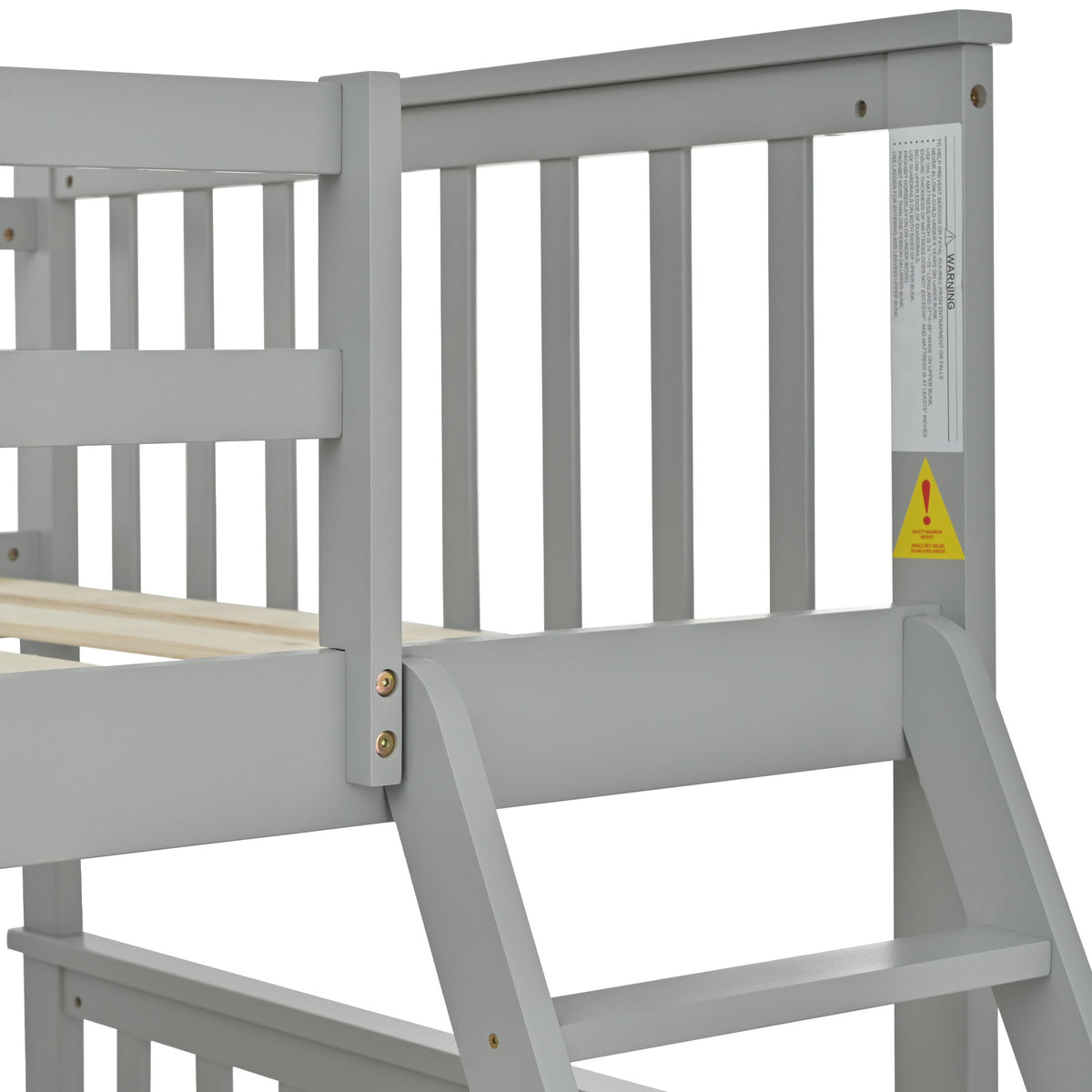 Twin Over Full Bunk Bed, Wooden Bunk Bed with Ladder and Safety Guard Rails – Gray