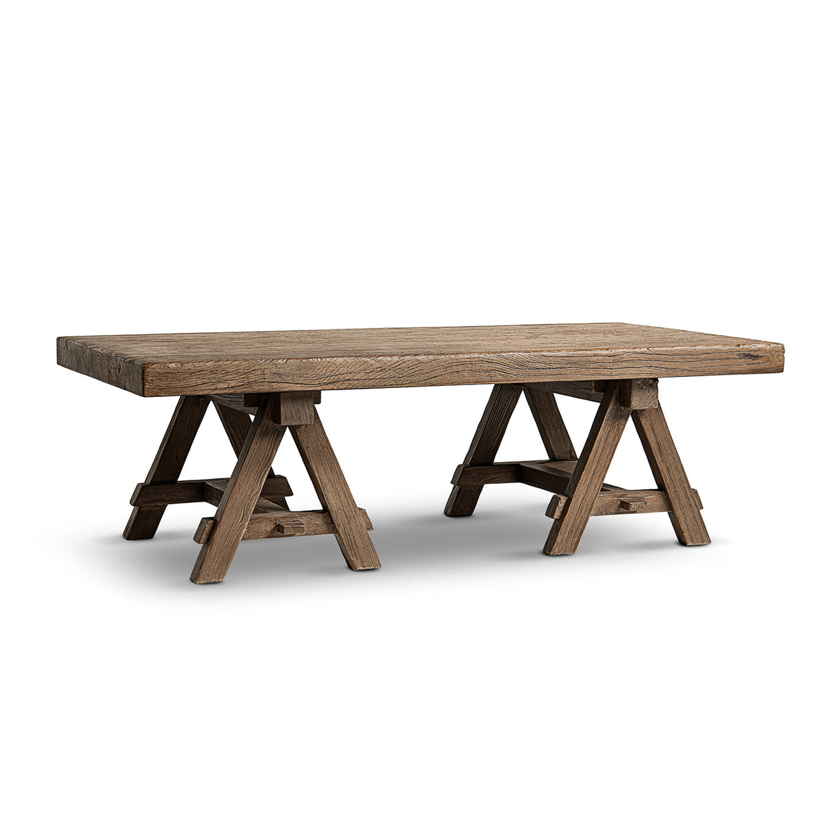 Hawthorne 48" Solid Reclaimed Elm Rectangular Trestle Coffee Table