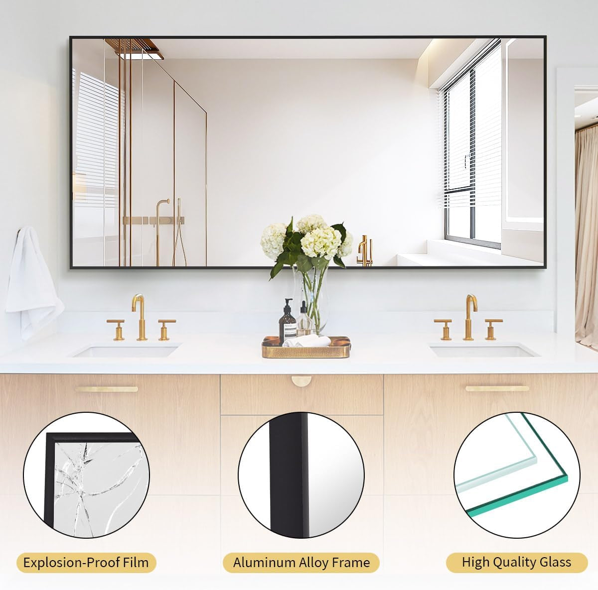 71x31 Inch Black Floor Mirror Full Length Standing