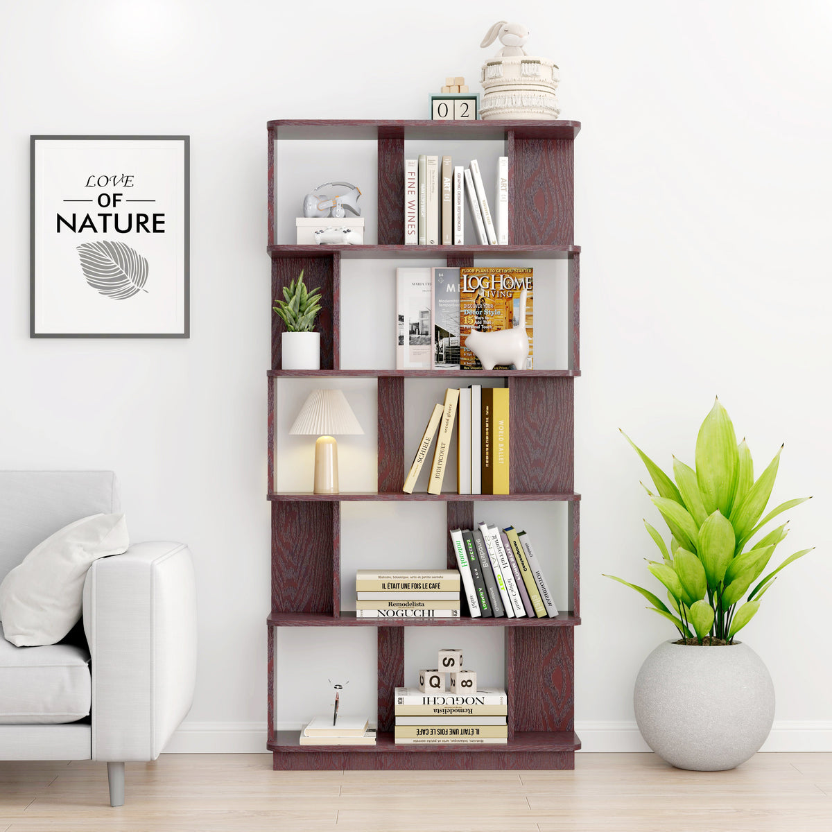 Modern 5-Tier Open Storage Bookcase