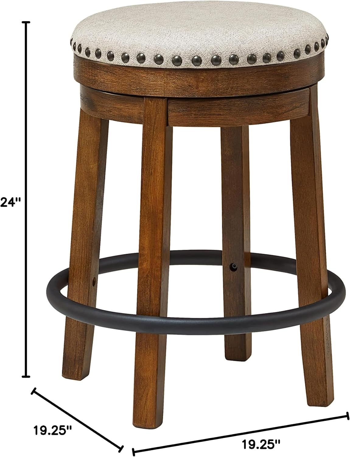 24 Inch Counter Height Swivel Bar Stool Brown And Black