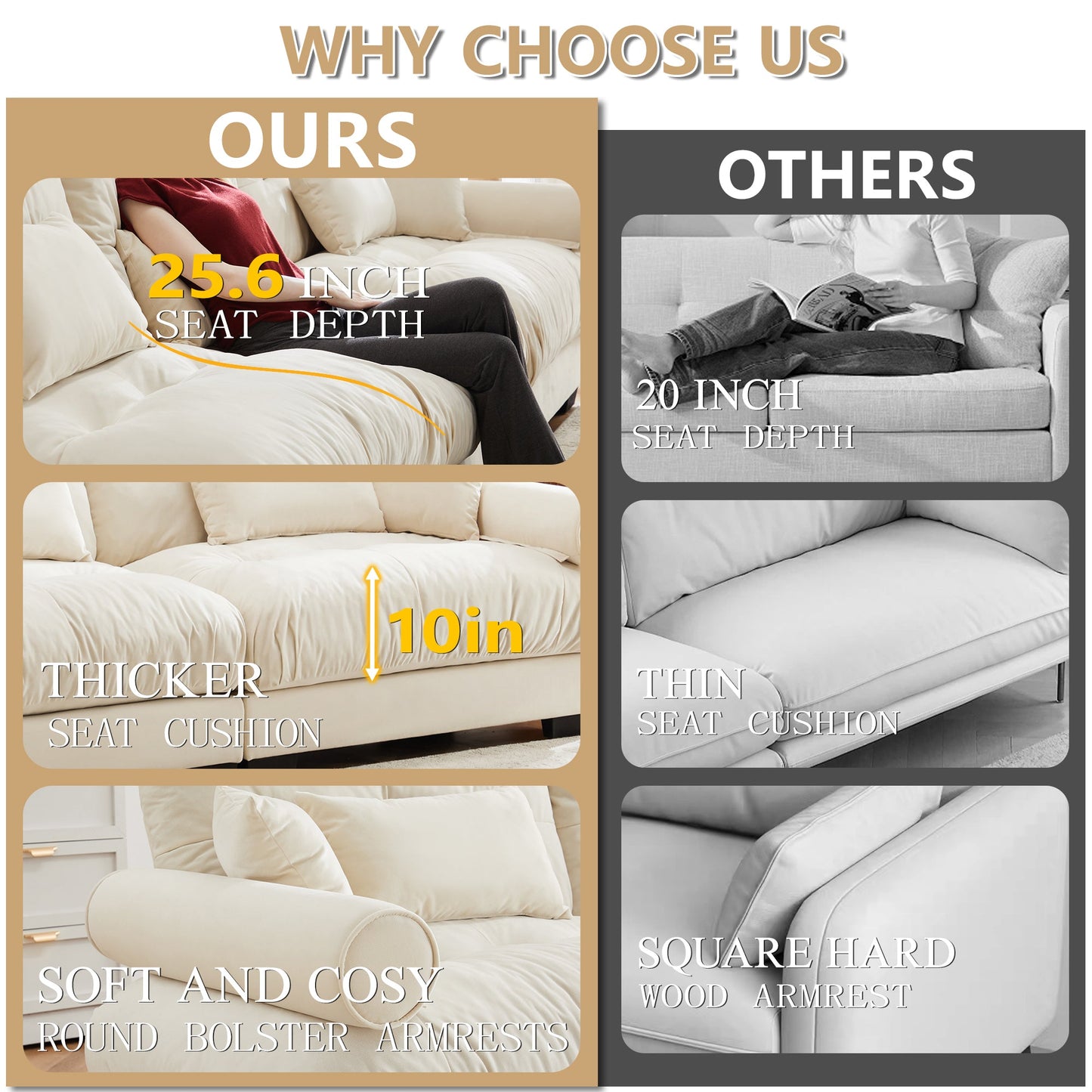 Over Size Modern Two-Seater Sofa with Ottoman