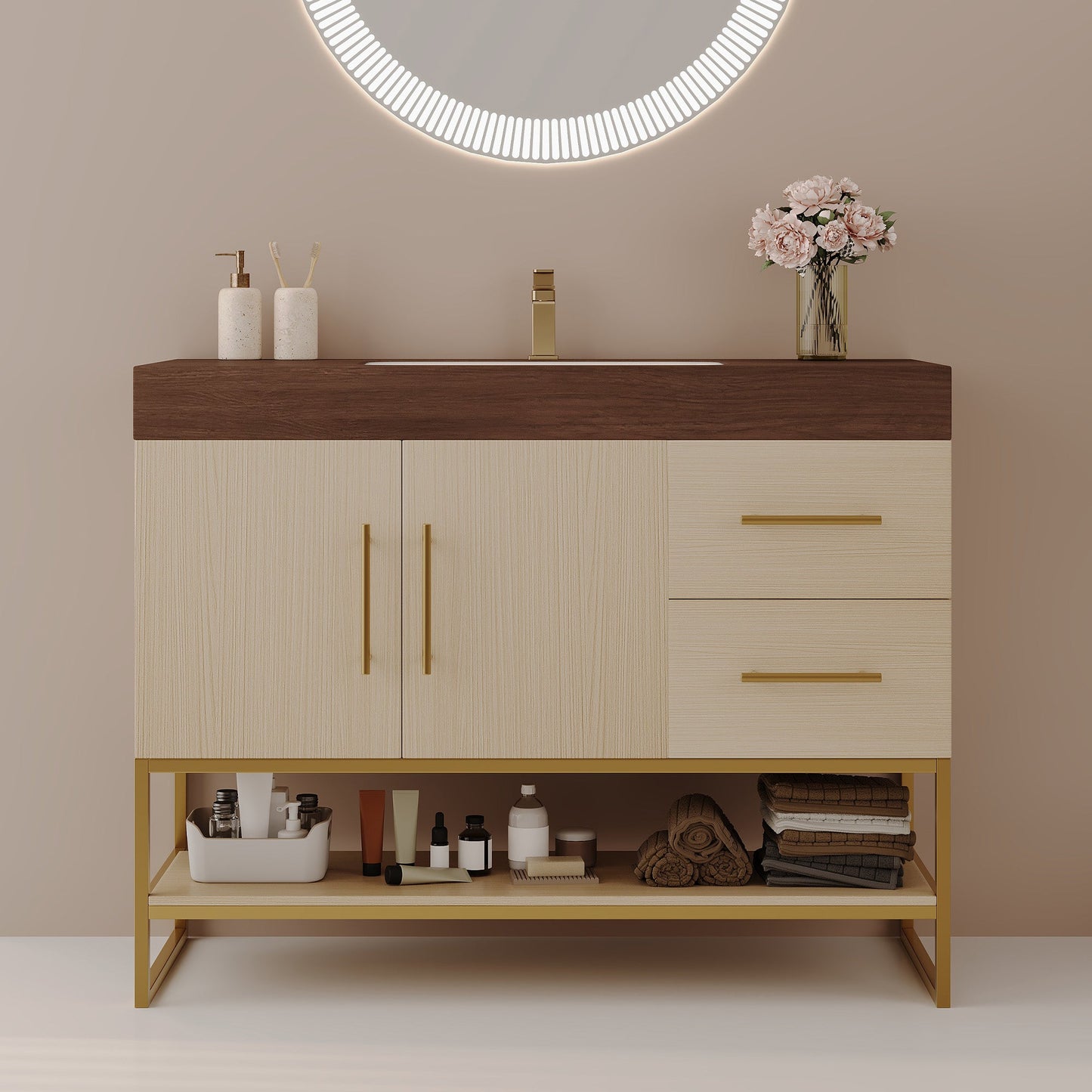 36" Modern Free-Standing Bathroom Vanity with Seamless Sink