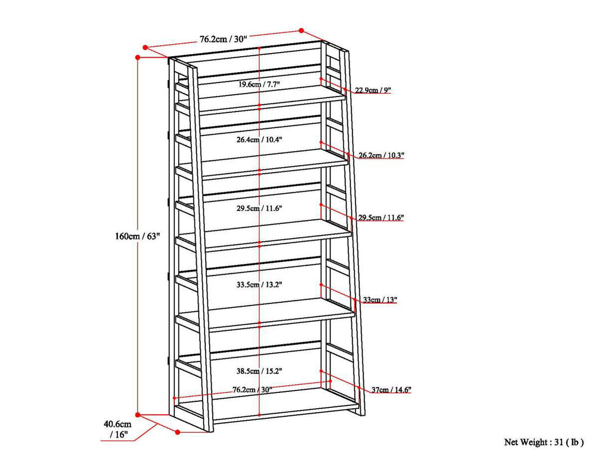 Acadian Ladder Shelf Bookcase - Light Golden