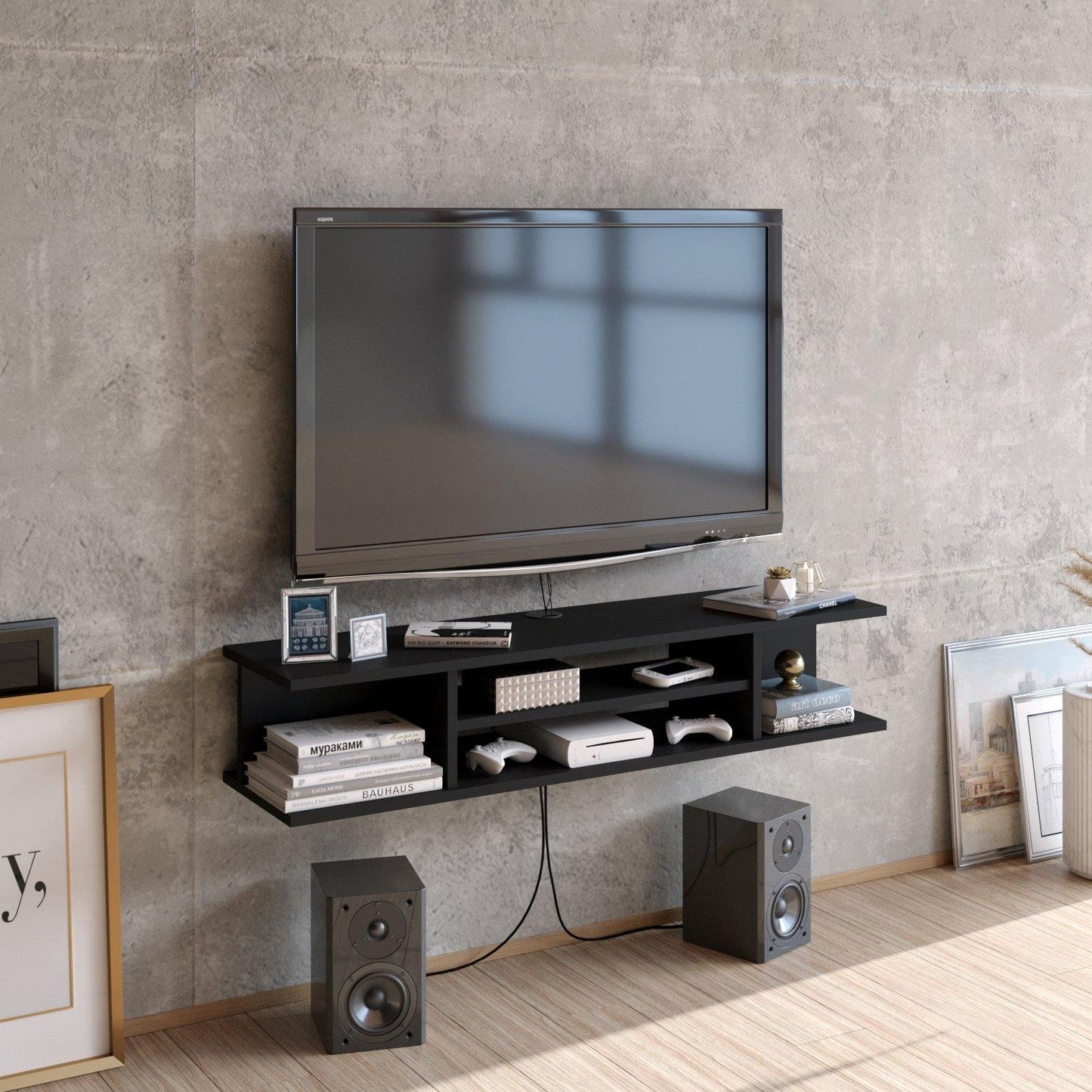 Pivot Floating, Wall Mounted TV Stand and Media Console for TVs up to 55''