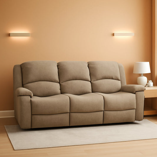Charles 80In Triple Recliner RV Sofa Oatmeal Zero Wall