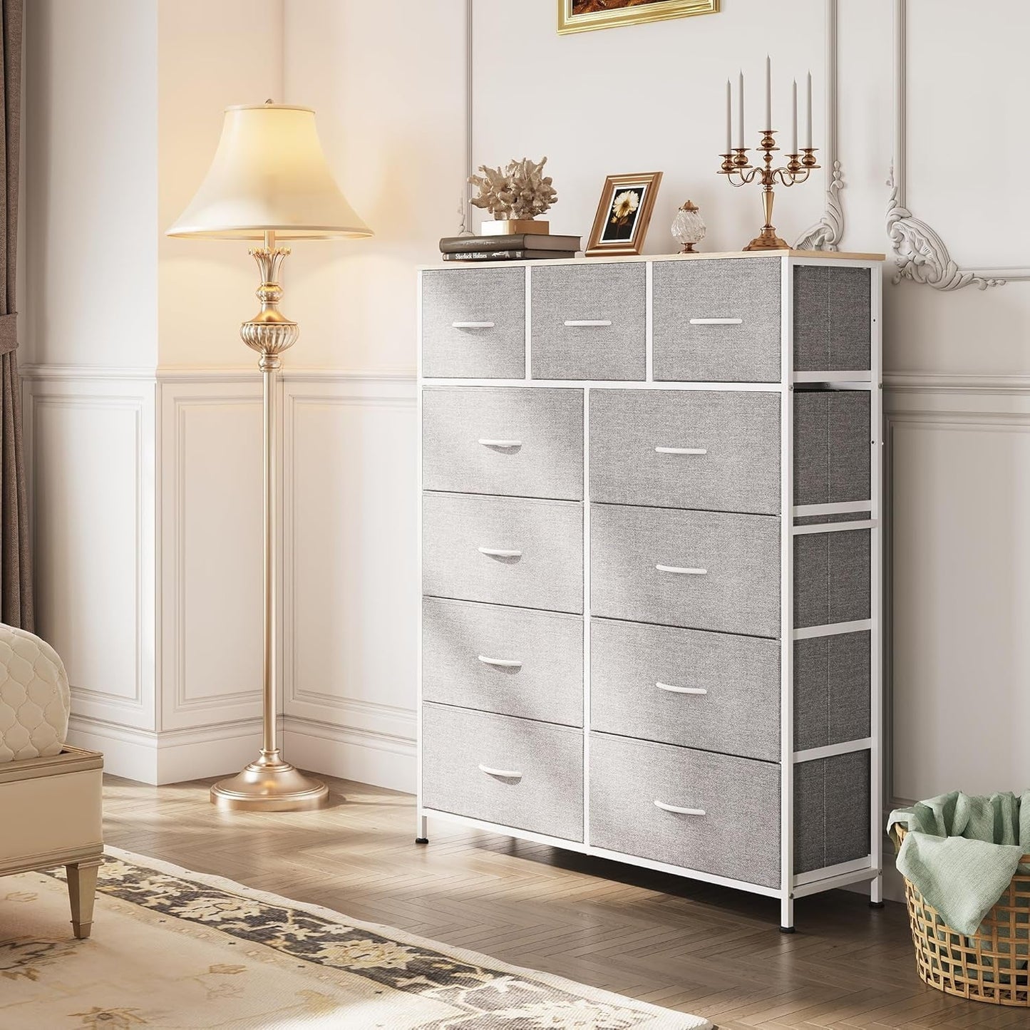 Tall Fabric Dresser Storage Tower With 11 Deep Drawers