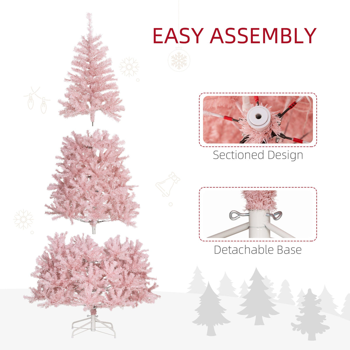 HOMCOM 7.5' Tall Prelit Christmas Tree