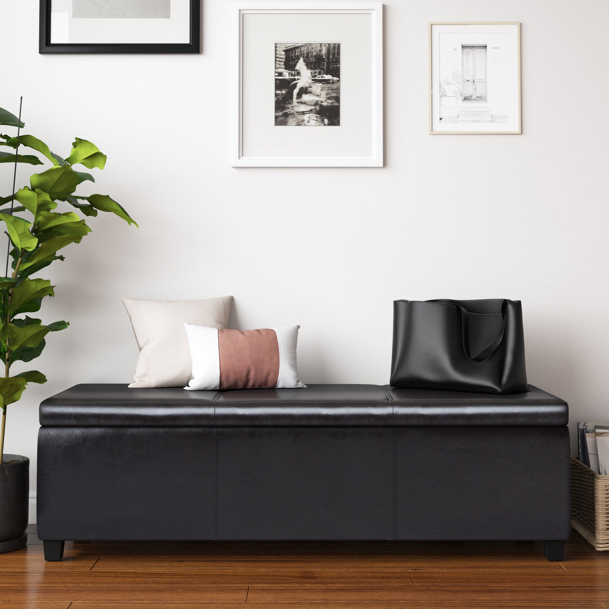 Avalon 54 Inch Wide Extra Large Storage Ottoman Bench in Tanners