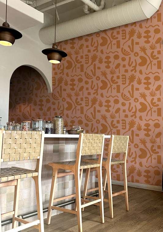 Pool Side Wallpaper, pink & orange