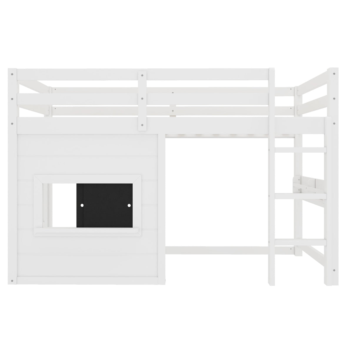 Twin Size Loft Bed With Playful Sliding Chalkboard
