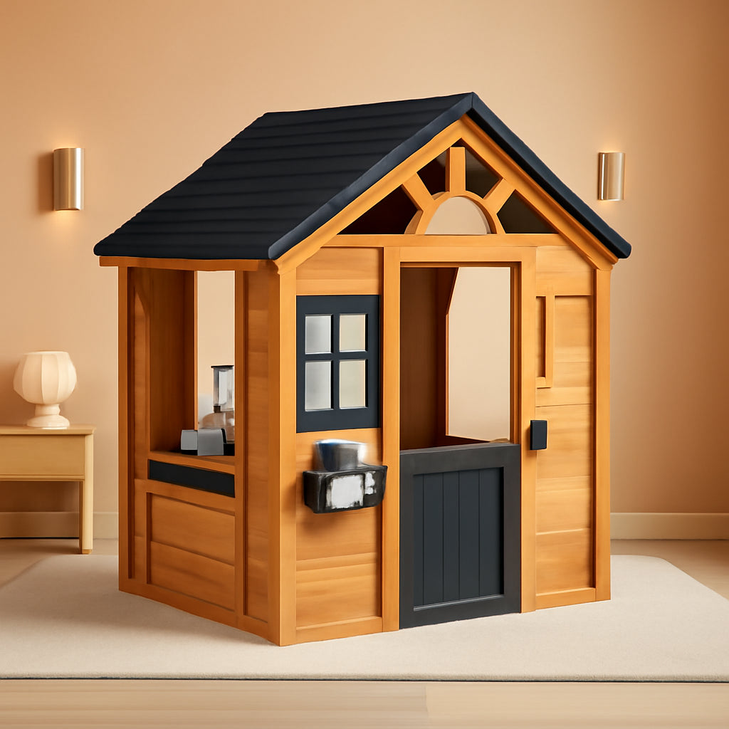 Cedarwood Kids Outdoor Playhouse With Integrated Kitchen