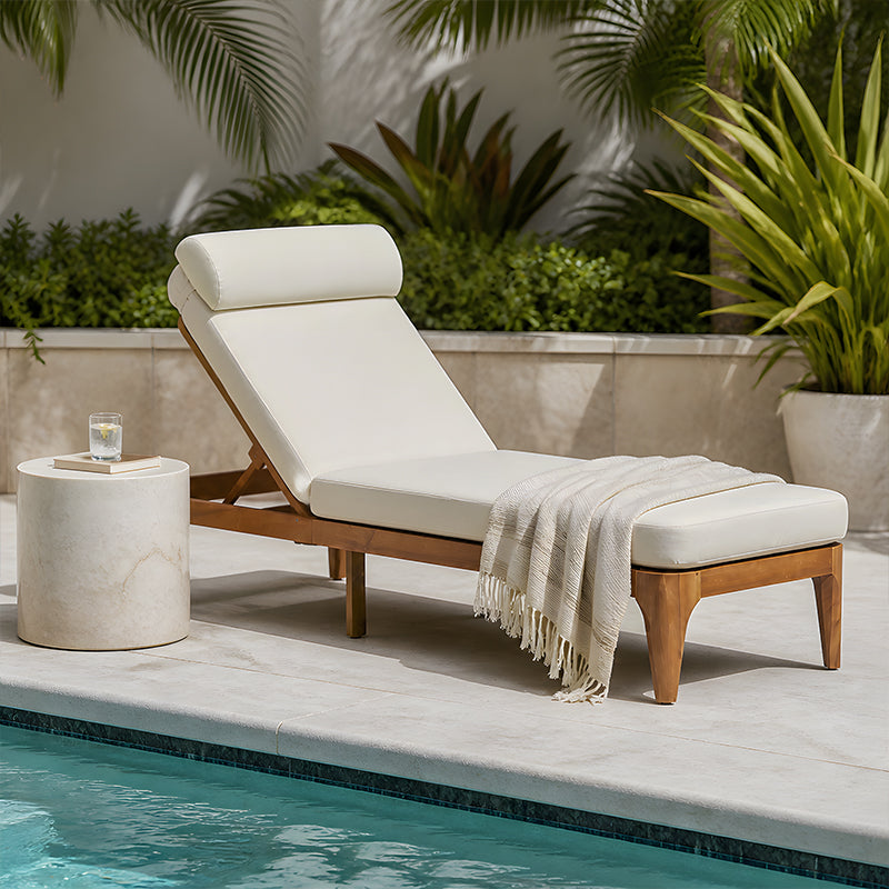 TOPMAX Acacia Wood Chaise Lounge, Outdoor Sun Lounge Chair Set of 2