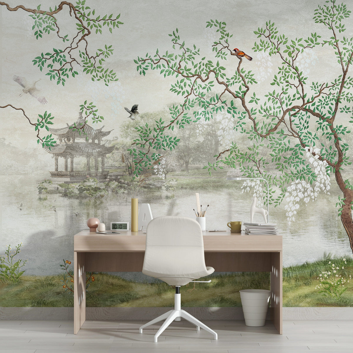 Japanese Sakura Chinoiserie Wall Mural