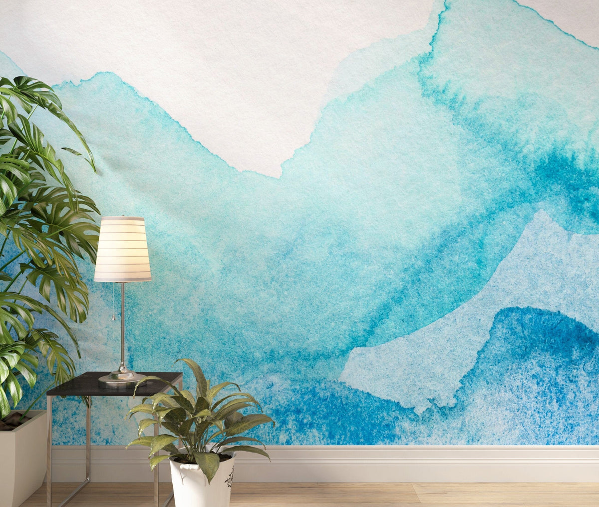 Abstract Blue Wallpaper - Serene Blue Watercolor Wall Mural